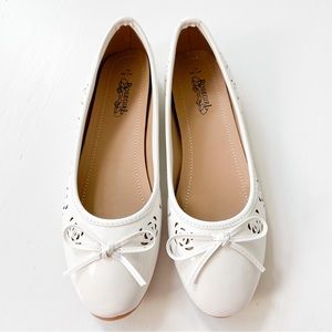 Rosegirl White Pat Flats with Floral Cut Outs F11536